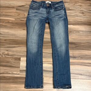 BKE Stella Slim Fit Straight Leg Low Rise Jeans Sz. 26x30 Whiskered Distressed